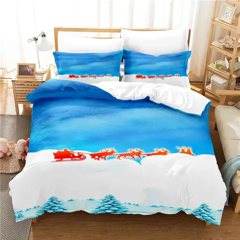Fronhas + capa de edredão feliz natal roupa de cama conjunto 100% poliéster feliz natal veados 2/3 pçs conjunto capa de cama 220x240