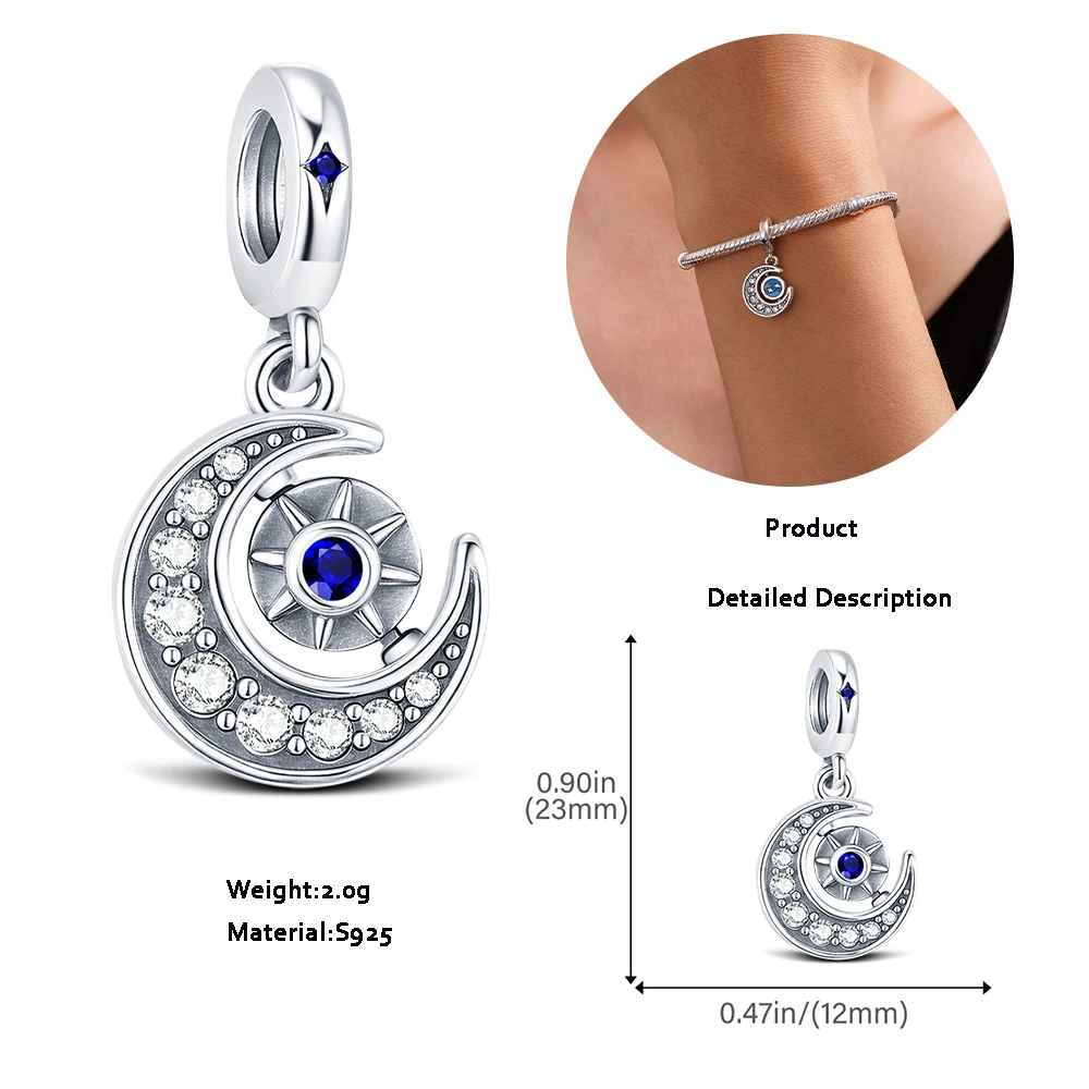 Charm-Anhänger aus 925er-Sterlingsilber, drehbarer Stern-Perlen-Schmuck, um Original-Armbänder zu machen, Damen-Modeschmuck, Geschenke für den täglichen Gebrauch