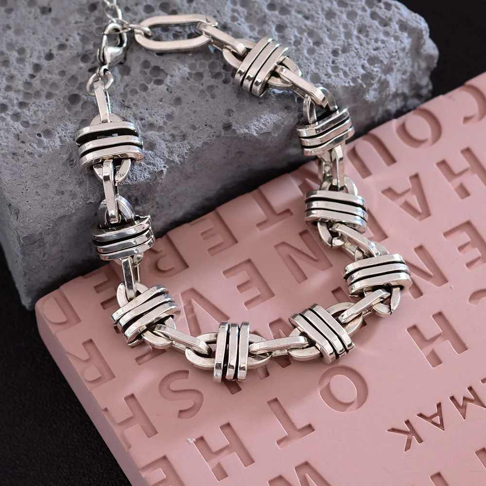 New Arrival Trendy Oval Design Retro Thai Silver Ladies Charm Bracelet Jewelry For Women Birthday Gifts No Fade