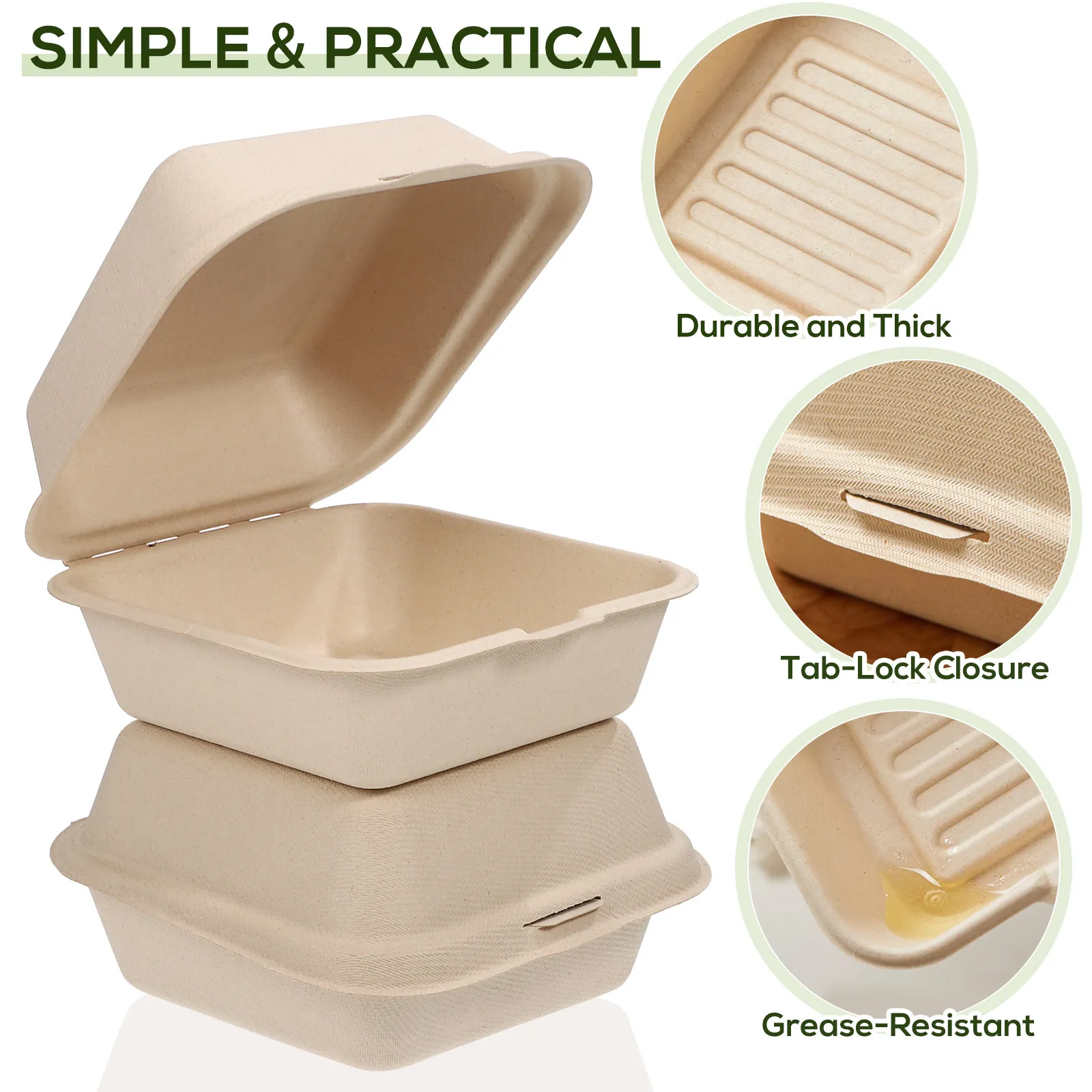 

30pcs Disposable Pulp Boxes Biodegradable Food Containers Takeout Packaging Cake Supplies Lightweight Lunch Box
