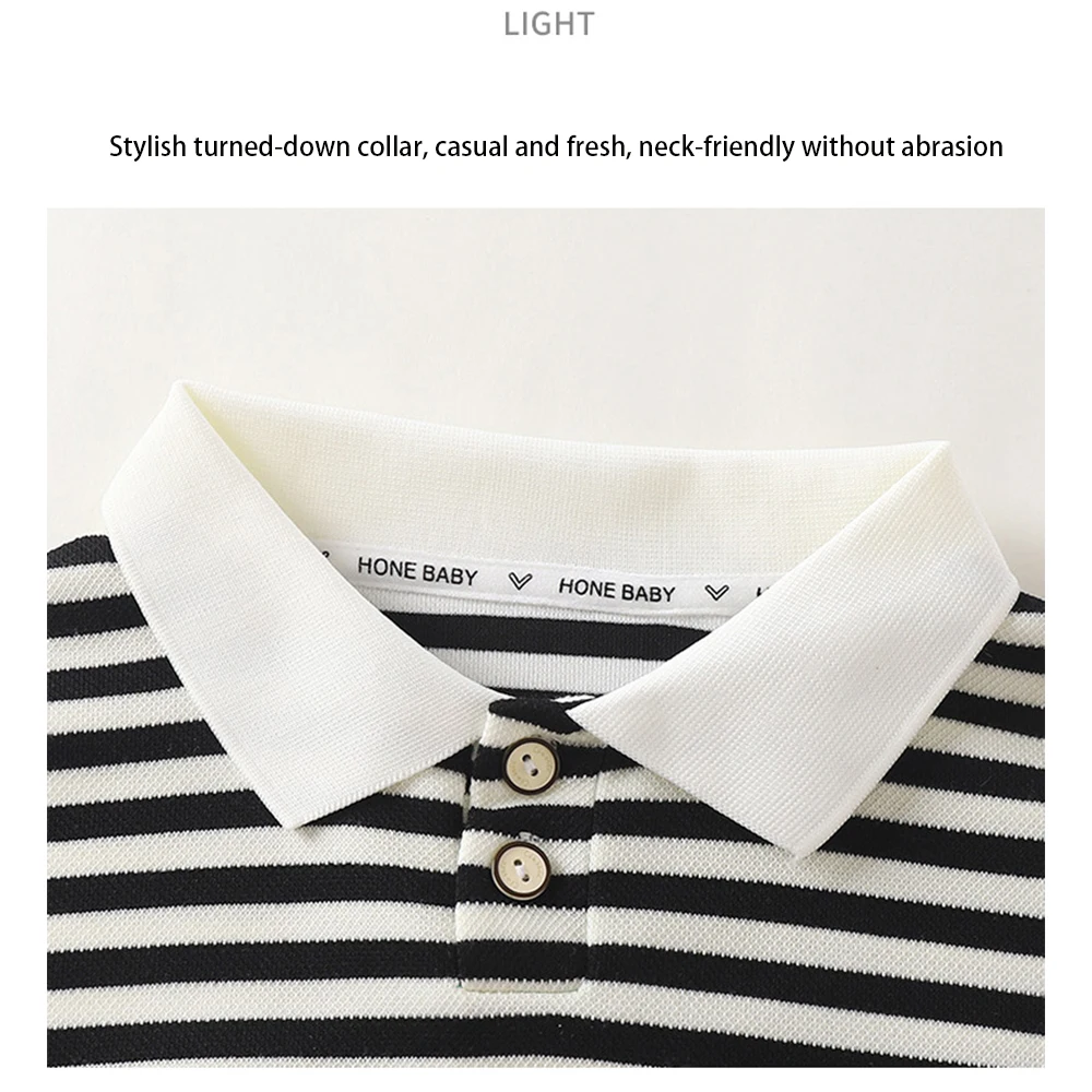 Kinderkleidung, Streifenbluse, Jungen- und Mädchen-Poloshirts, Kinder-Langarmpullover, modische Sweatshirts, T-Shirts, klassisches Oberteil für Kleinkinder – Detail 11