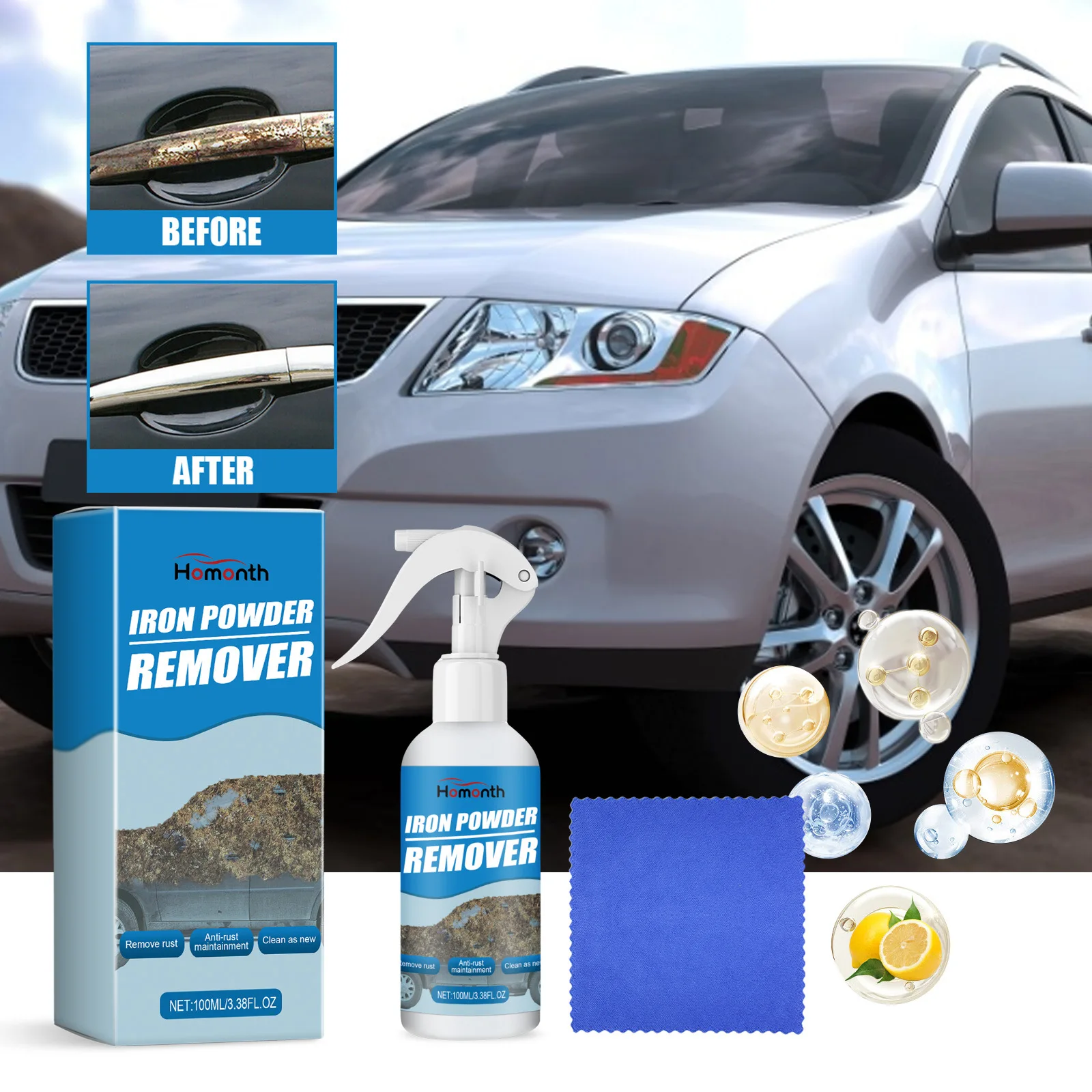 Automobile Metal Rust Removal Spray Auto Wheel Parts Paint Anti-Rust Anti-Oxidation Car Clean Maintenance Protection Coating