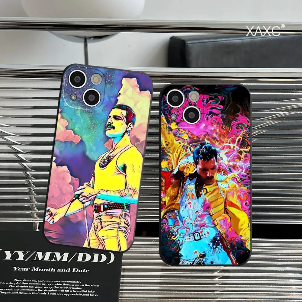 Freddie Mercury Queen Phone Case FOR IPhone 15promax 14 11 12 Pro 8 7 15 Plus 13 Pro MAX XR XS MINI Black Soft Covers