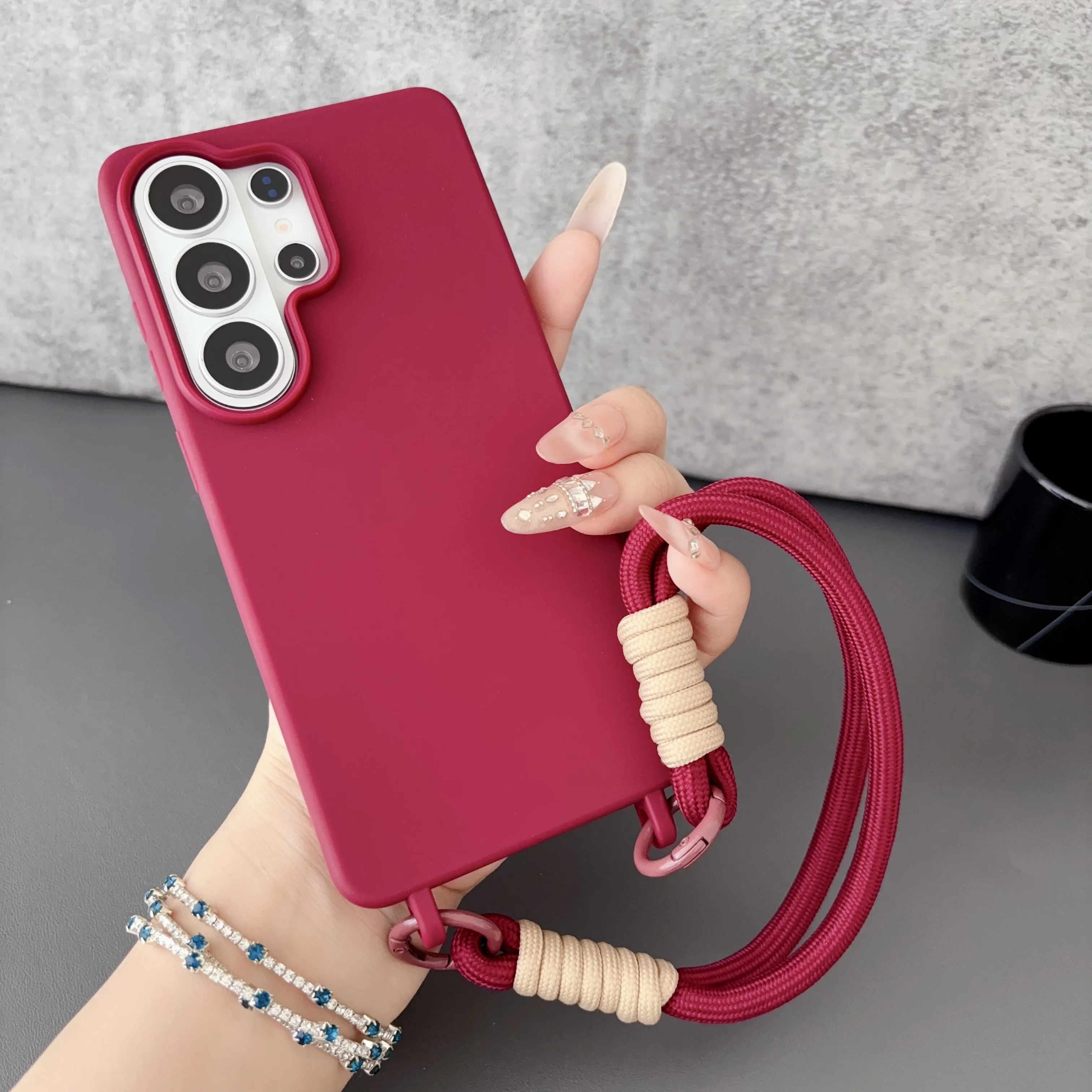 Detachable Lanyard Candy Color Phone Case For Samsung Galaxy A73 A72 A71 A56 A55 A54 A53 A52 A51 Soft TPU Anti Drop Back Cover