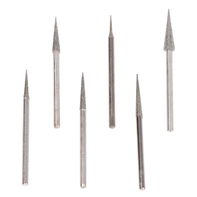 6Pcs Dremel Accesories 2.35mm Shank Electroplating Diamond Grinding Head Polished Needle Jade Stone Carving Engraving Tool