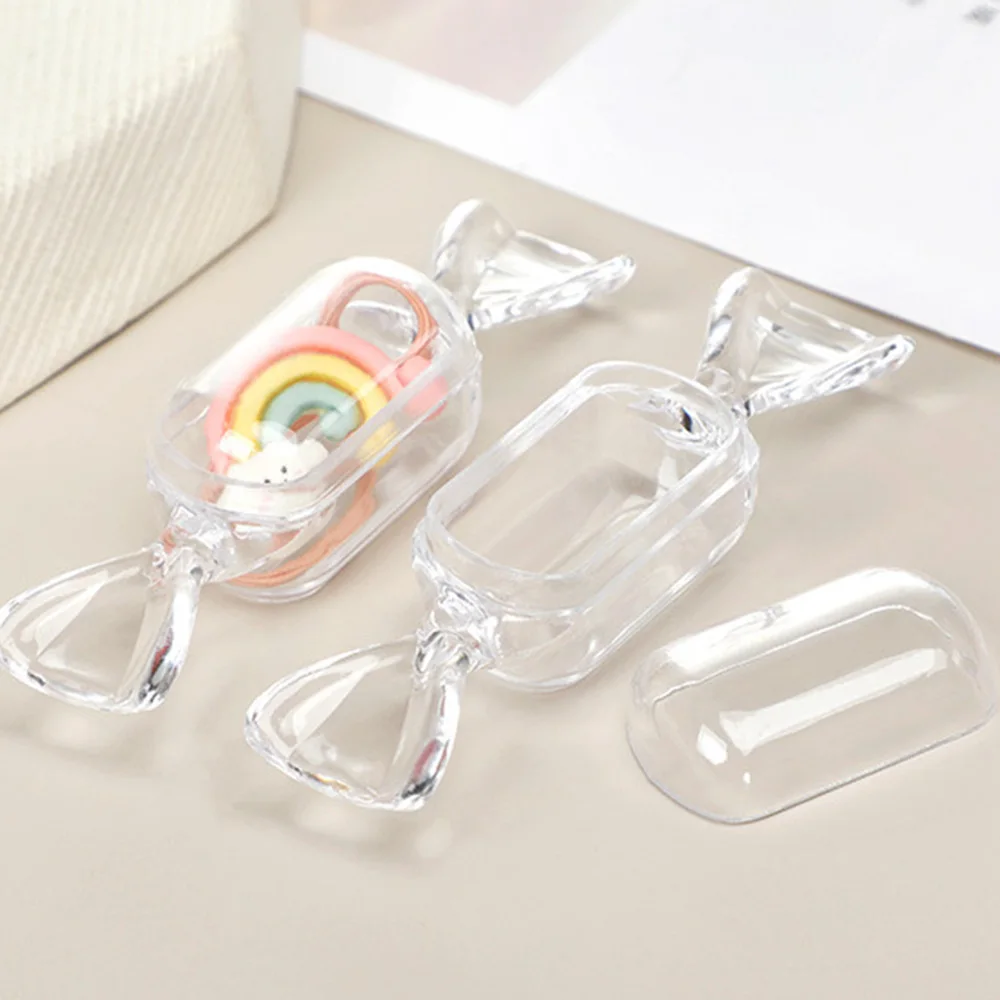 10pcs Mini Transparent Storage Box Sweet Shaped Plastic Jewelry Boxes Ring Earring Holder Organizer Packaging Cases Gifts