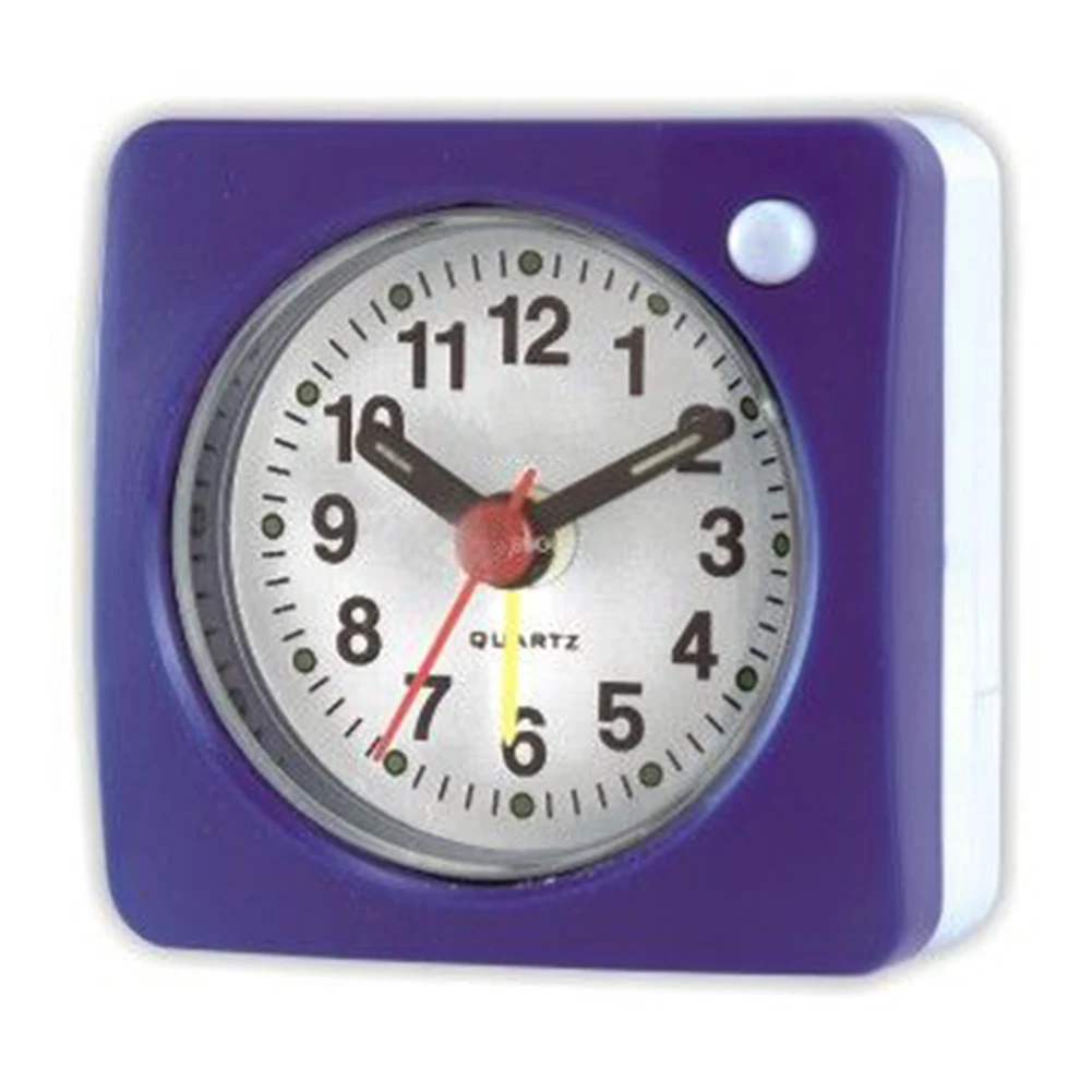 Compact Bedside No Tick Alarm Clock Small Travel Clock Non-ticking Battery Operated Mute Small Travel Alarm Clock