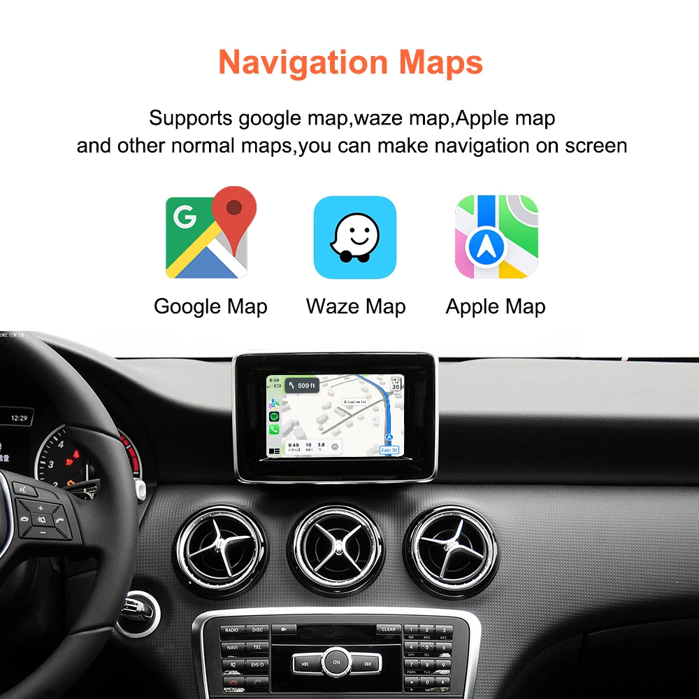 AUTOABC Wireless CarPlay Android Auto لسيارة Mercedes Benz A B C E Class GLA CLA GLK W204 W176 W246 X204 C117 NTG4.5 وحدة Becker #5