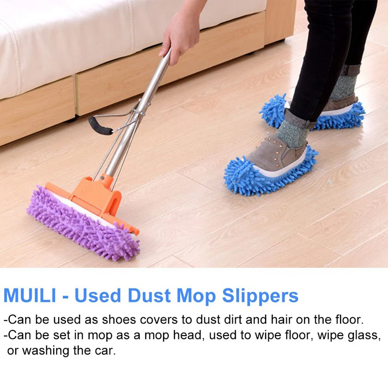1PCS Chenille Dust Mop Slippers Foot Socks Mop Caps Multi-Function Floor Cleaning Lazy Shoe Covers Dust Hair Cleaner organizer