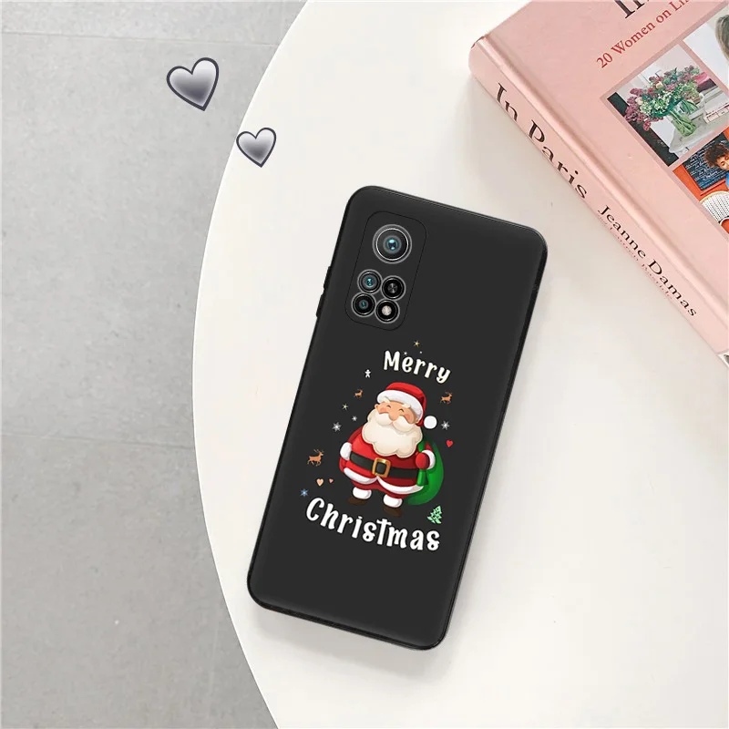 Phone Case For Redmi 10C 10A Note 11 Pro 10 10s 11s Merry Christmas Santa Claus Xiaomi 10t 11t Lite Black Soft Protective Cover image 3