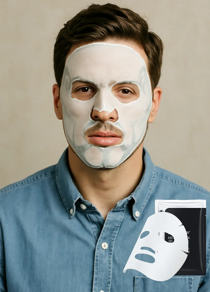 

Collagen Men's Mask Anti-Wrinkle Anti-Aging Lift and Tighten Facial Hydration Elasticity Boost Moisturizing Oil Control FaceMask