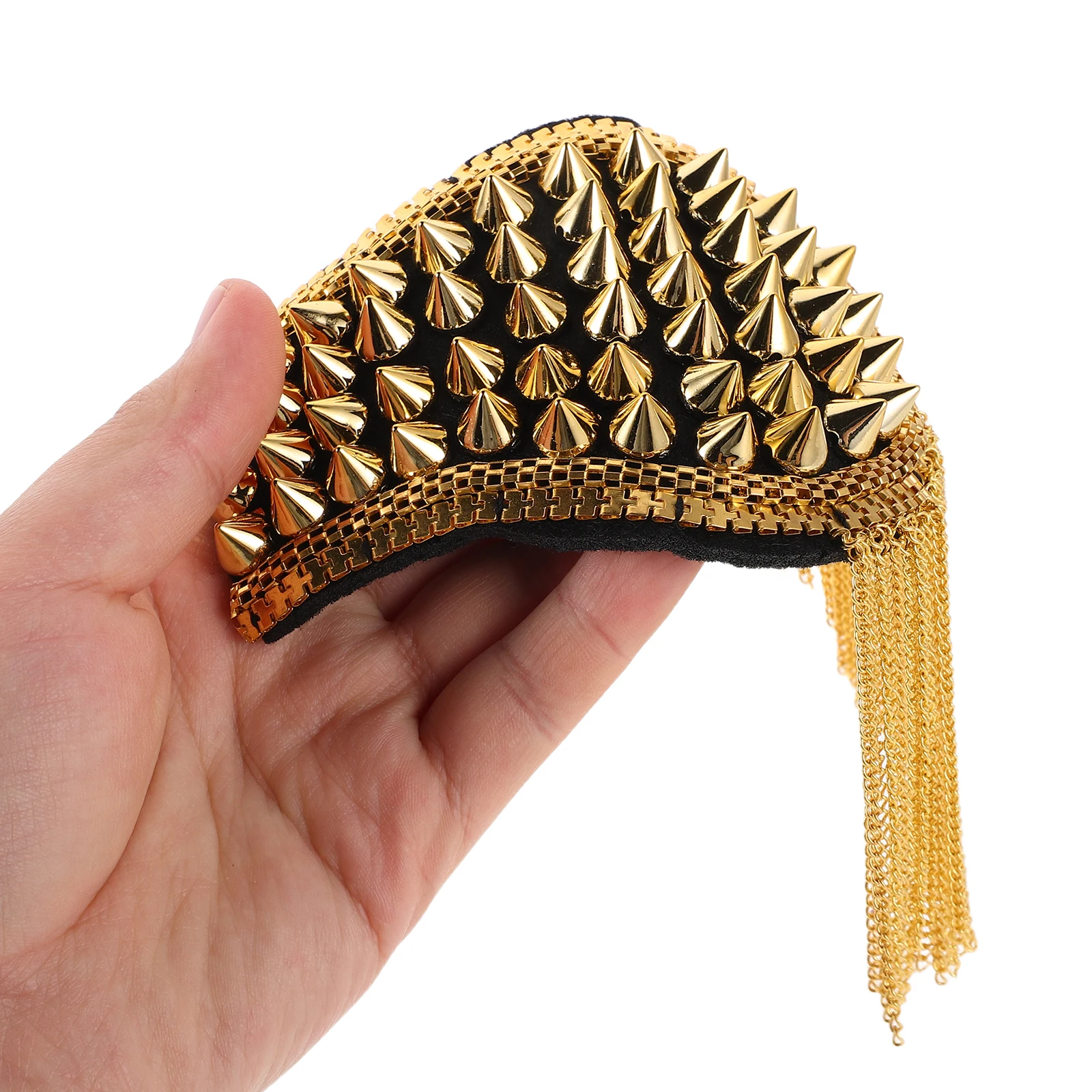 2pcs Trendy Suit Shoulder Epaulettes Exaggerated Rivets Tassel Decorations Fashionable Arm Badges Vintage Epaulets Stage Party