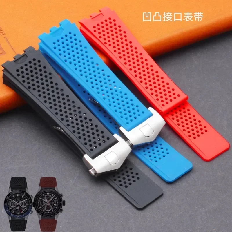 New 22mm concave and convex mouth suitable for TAG HEUER watch strap silicone diving sports grade super Carlisla silicone strap