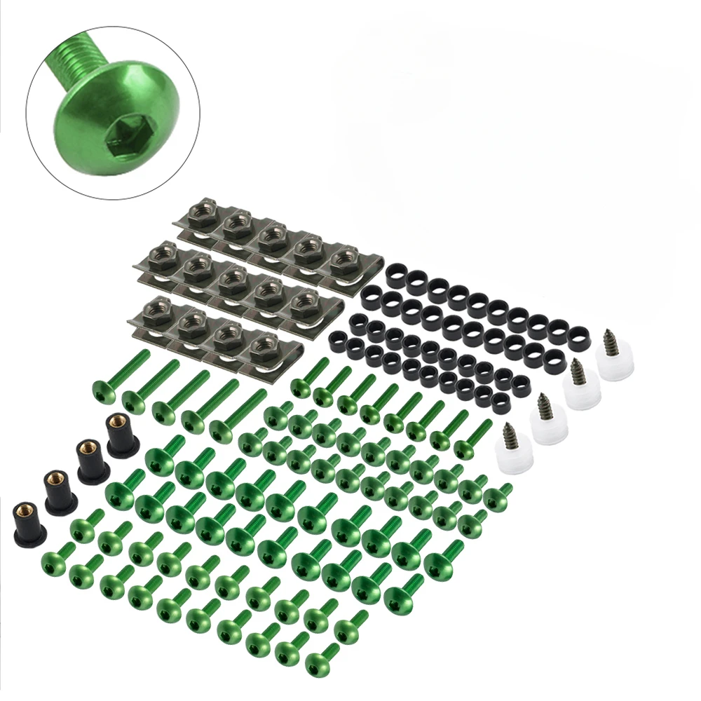 

177PCS Motorcycle Screws Nut For KAWASAKI VERSYS 650 NINJA 400 300 650 ZX6R VULCAN S 650 ZX10R Z900 Fairing Protector Bolts Kit