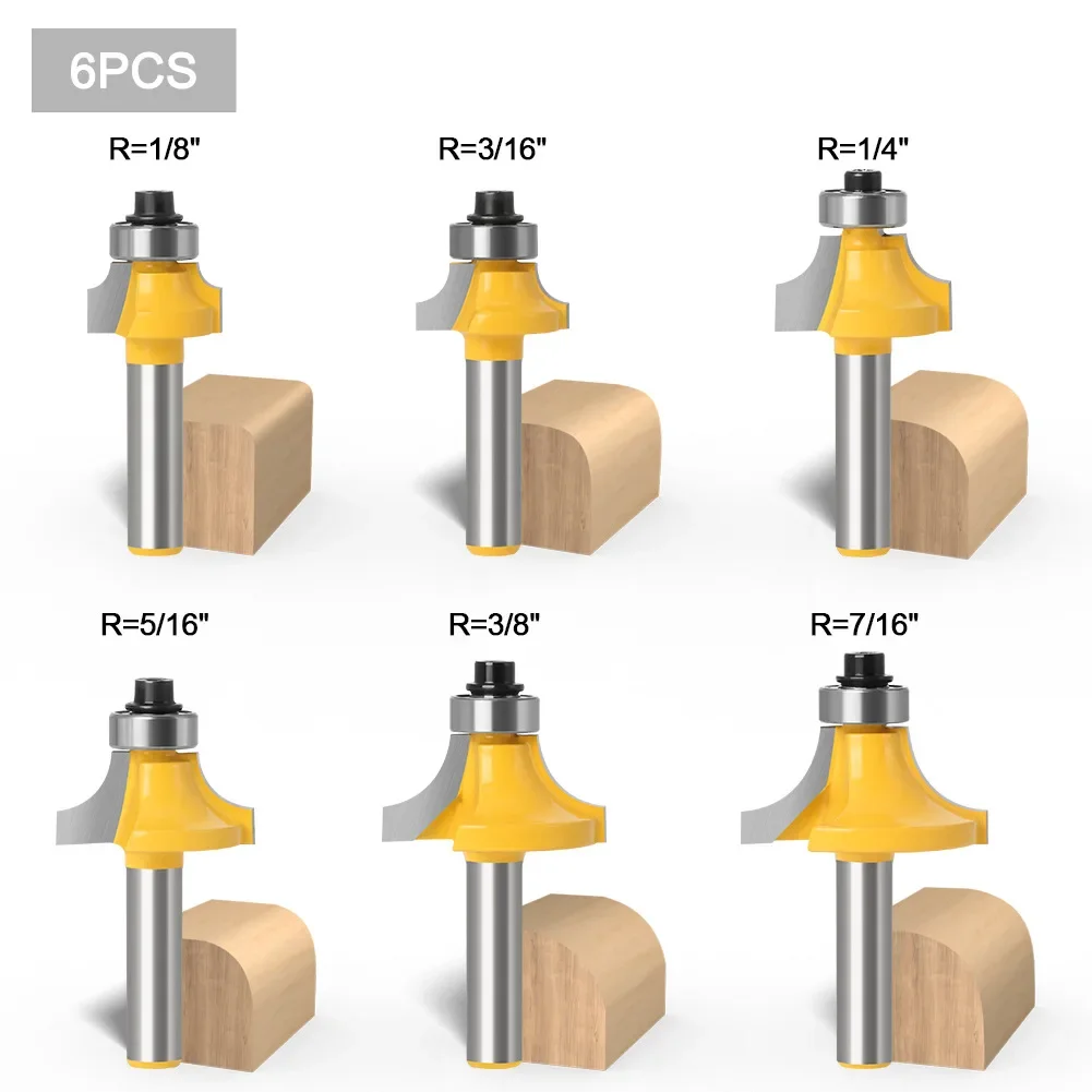 8mm Corner Round Over Router Bit with Bearing Milling Cutter for Wood Woodworking Tool Tungsten Carbide