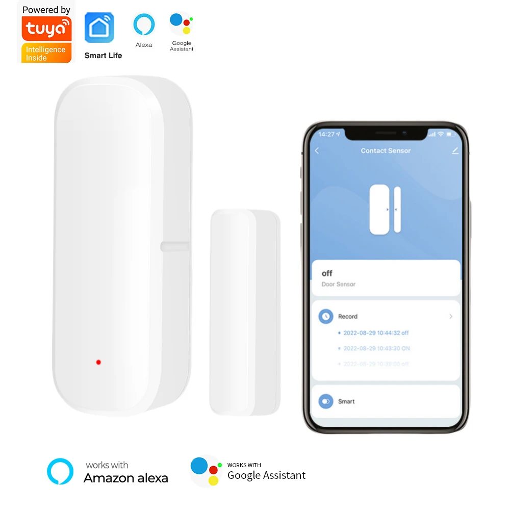 

Tuya Door Sensor Window WiFi Wireless Contact Open Close Smart Life APP Remote Control Compatible With Alexa Google Assistant