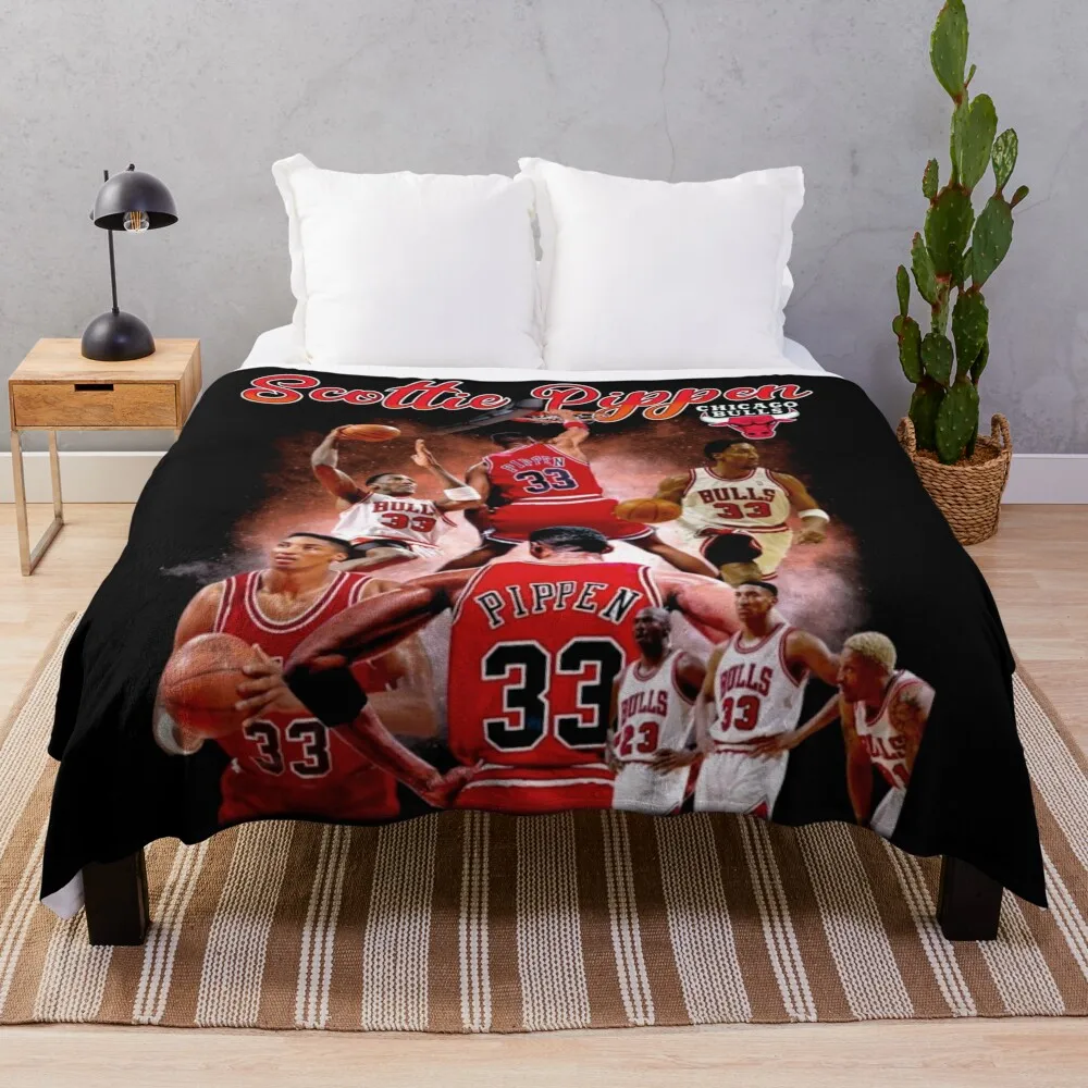 Scottie Pippen Vintage Style Throw Blanket Luxury Designer Polar Blankets