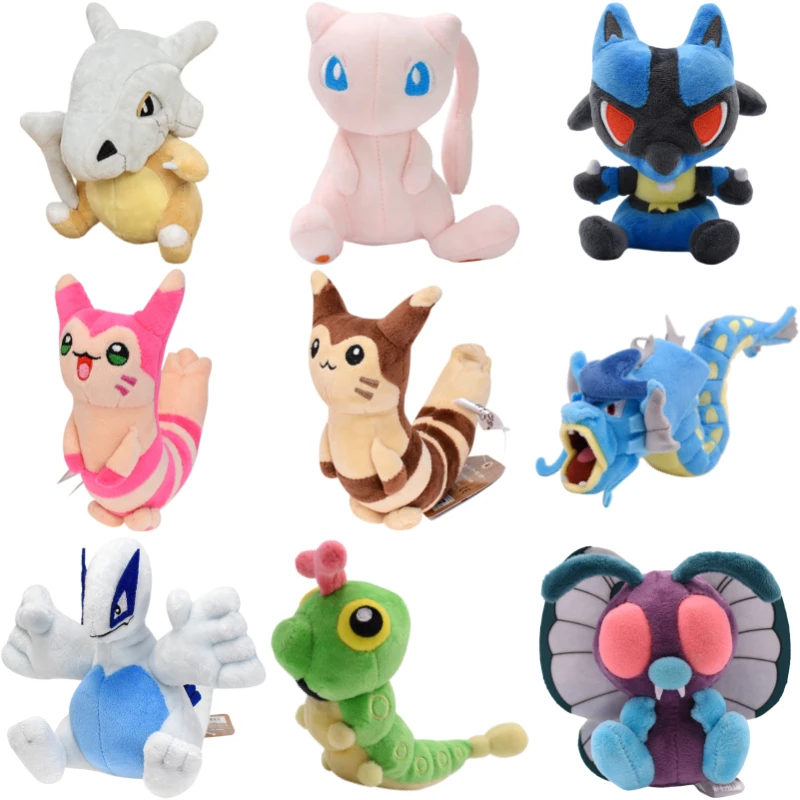 

Pokemon Fit Cubone Mew Furret Lucario Soft Plush Toys Cute Anime Caterpie Butterfree Lugia Stuffed Animals Kawaii Peluche Dolls