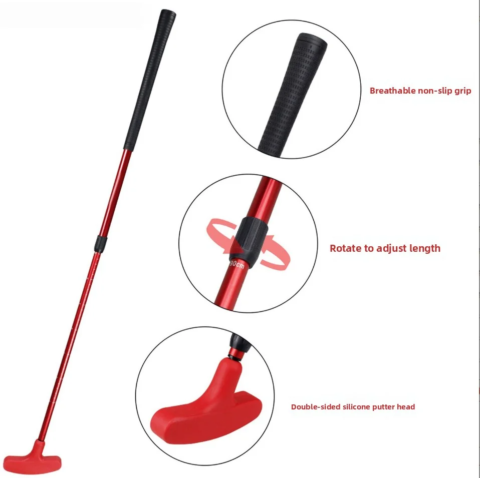 Two-Way Mini Golf Putter with Silicone Polymer Head and Rubber Grip for Ambidextrous Use by Children Teenagers Adults
