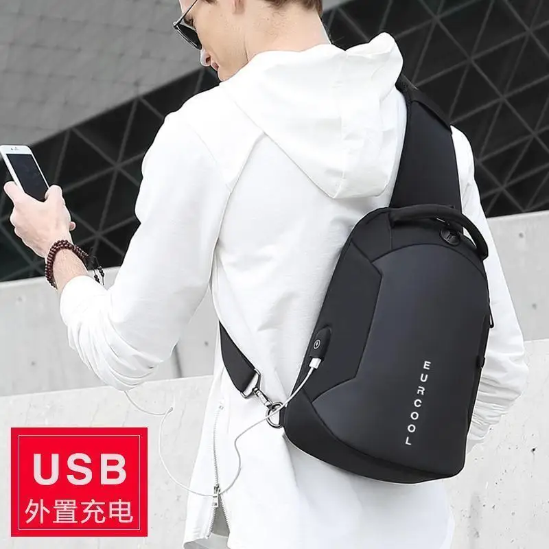 متعددة الوظائف Crossbody حقيبة صدر للرجال USB شحن ميناء السعاة حزمة مقاوم للماء حقائب كتف حبال للذكور Bolsas Masculina #5
