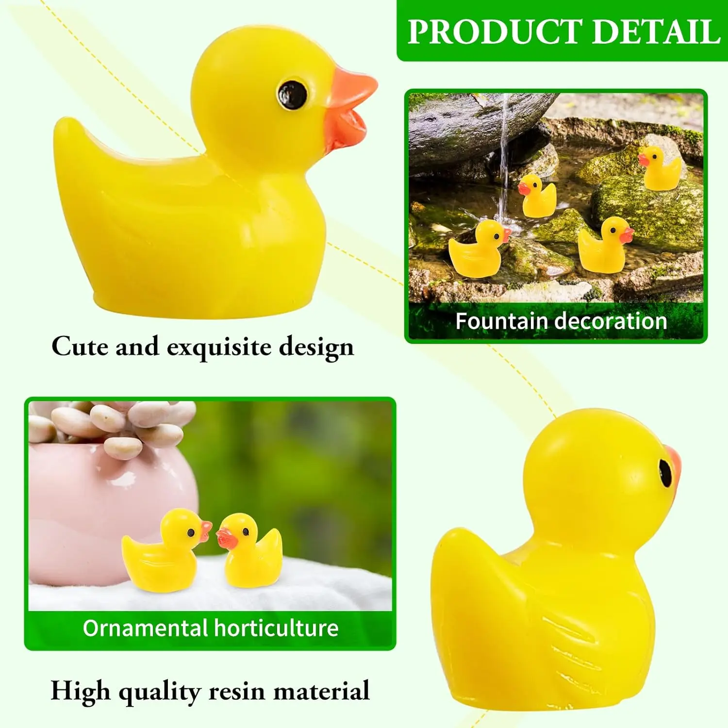 Funmo Mini Canards en Résine 100 Pièces, Petit Canards Miniatures Jaune Miniatures Figurines pour DIY Aquarium Paysage de Jardin Ornement Maisons de Poupées