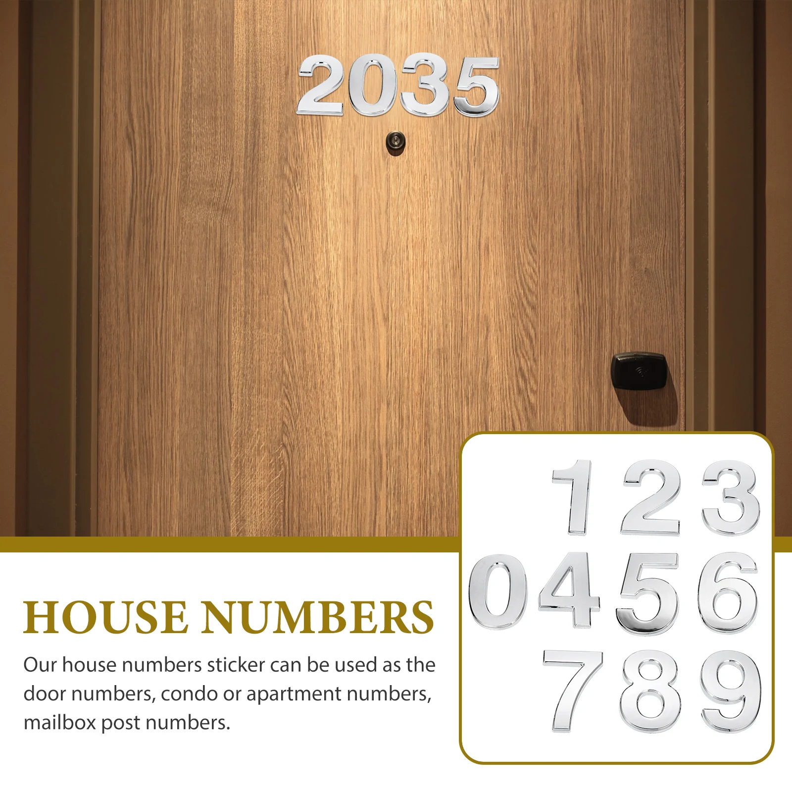 

10Pcs Door Number House Numbers 0-9 Self Adhesive Apartment Mailbox Number for Home Office Hotel Wall Decor Sign