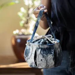 Creative Double sided Tea Cup Storage Bag Master Cup Cloth Bag Portable Travel Thickened Cloth Bag Tea Set Accessories LF515