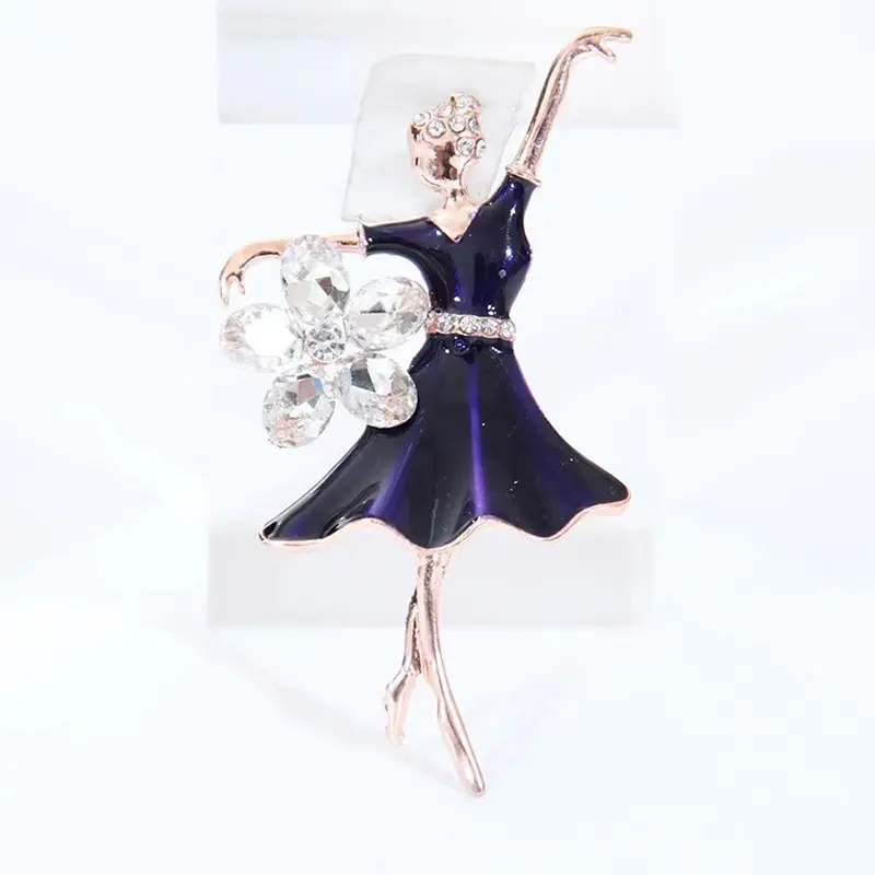 Exquisite Crystal Ballet Dancer Brooches Jewelry Pins For Lady Elegant Women\'s Brooch Pin Decorative Suit Clothing Badges