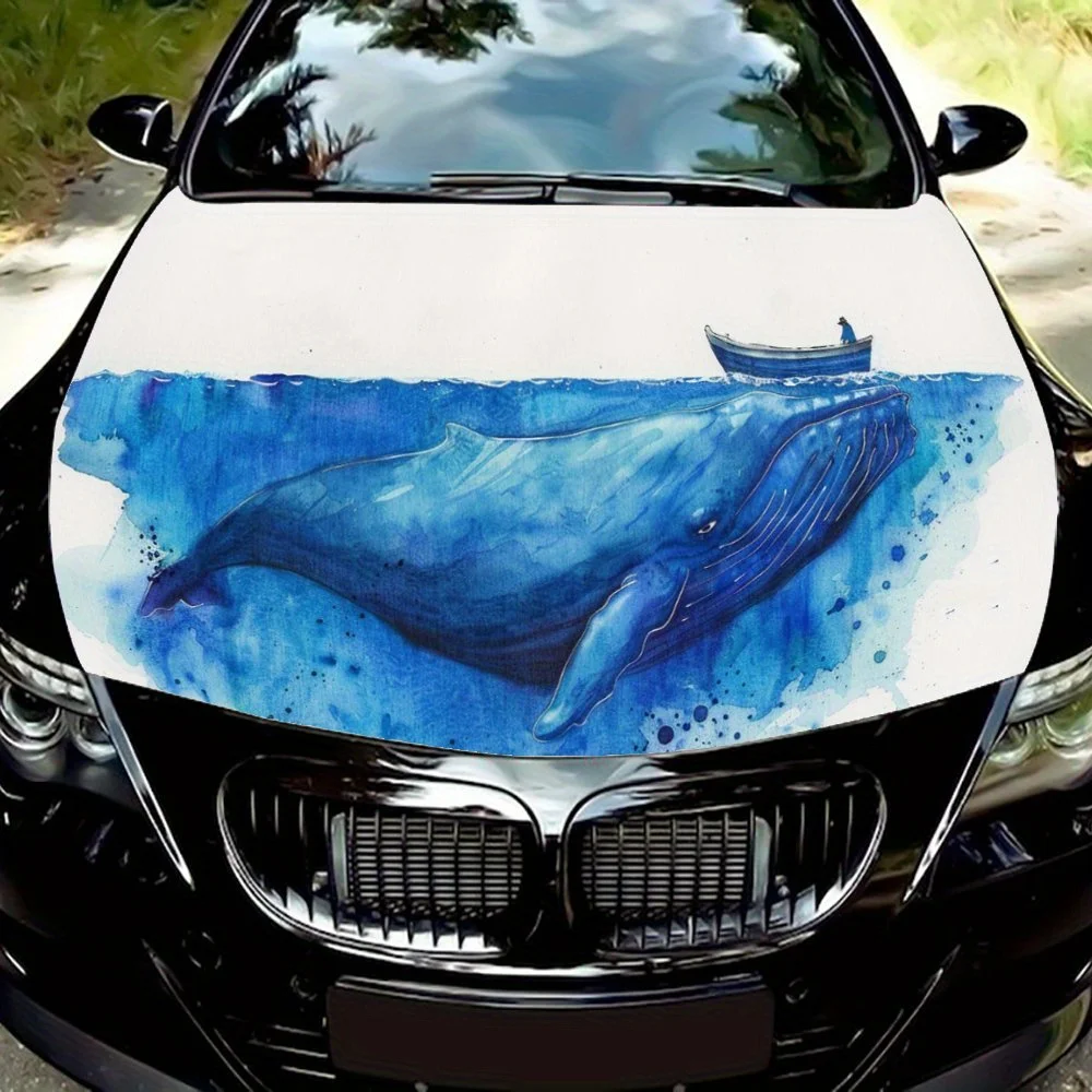 Blue whale, ocean, whale, watercolor painting, dreamy, creature, artDecal Stickers for Car Covers Stickers for Decorating Car Co