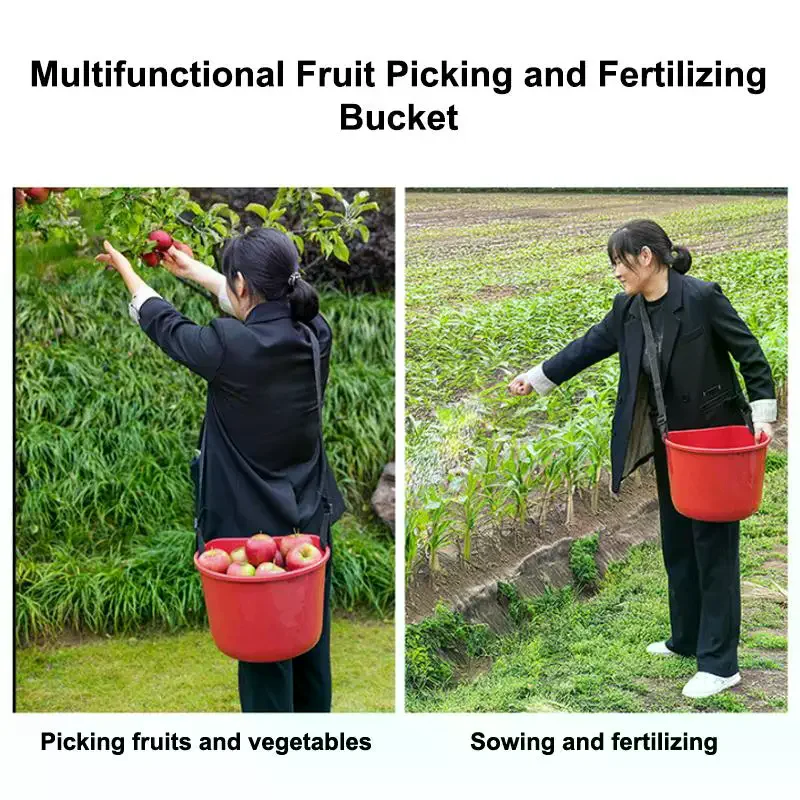 Multifunctional Picking Bucket, Fruit Picking Bucket, Portable Fertilizer Spreading Plastic Bucket, Seeding Bucket
