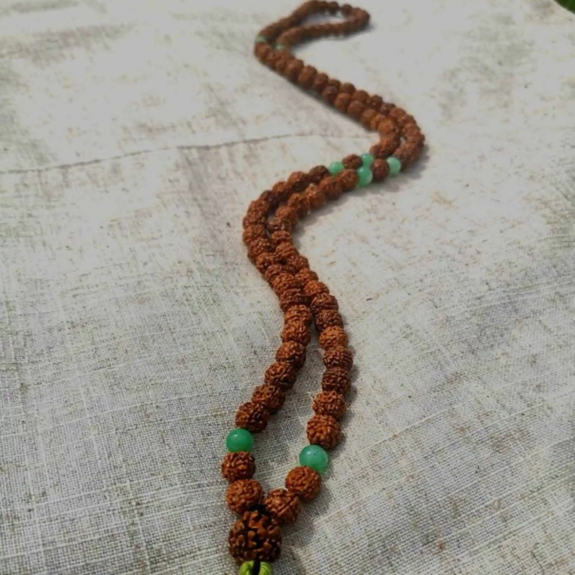 8mm Natural brown Rudraksha round Chrysoprase Spiritual bracelet National Style Diy Relief Prayer Taseel Beaded Blessing Men