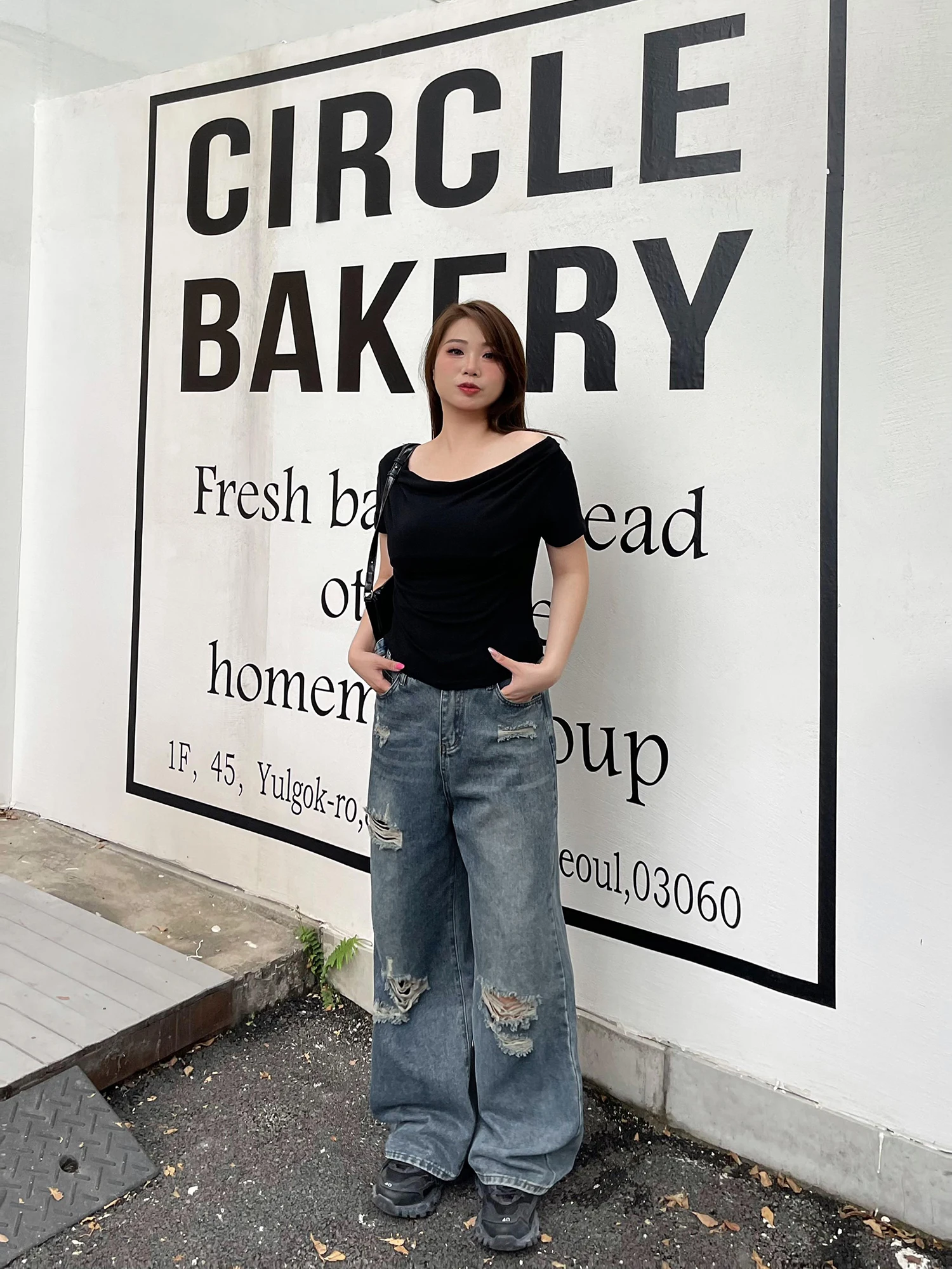 

Джинсы женские летние с высокой талией, прямые, свободного кроя, рваные, в американском ретро-стиле, больших размеров