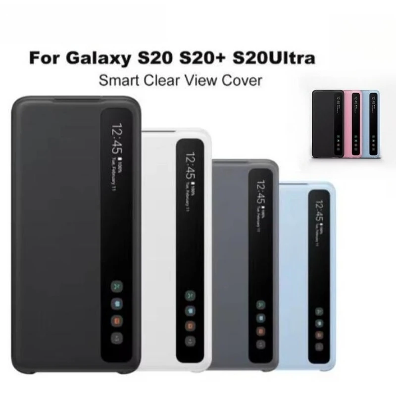 

For Samsung Mirror Clear S-View Cover Phone Case For Samsung Galaxy S20 S20+ S20Ultra S20 Ultra Smart Clamshell Cover