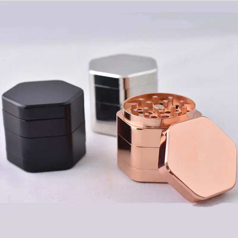 58mm Grinder with Magnetic Closure and Kief Catcher Rose Spice Crusher Kitchen Accessories Gold /Black