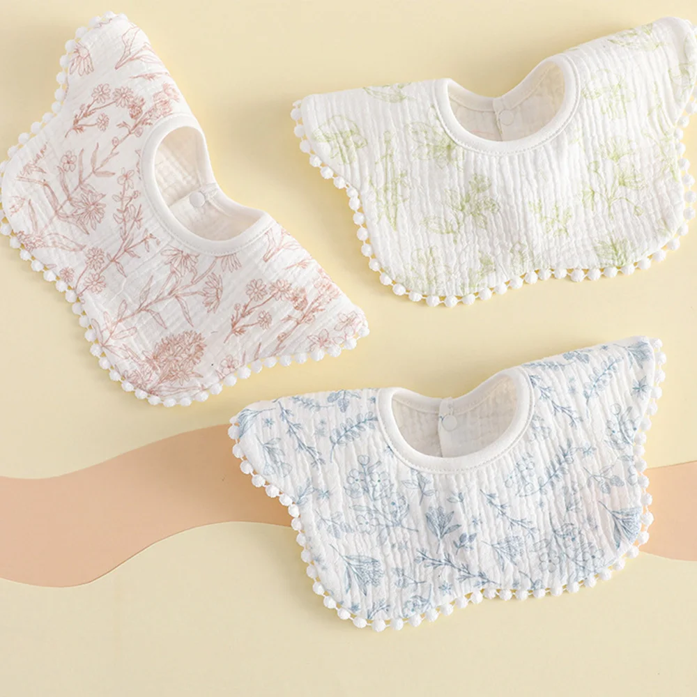 

3 Pieces Waterproof Baby Feeding Bib Gauze Soft Child Food Apron Saliva Towel Newborn Bibs Baby Girl Drool Teeth Bib