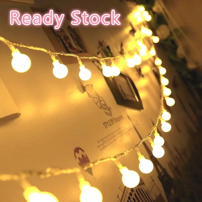 2M 5M 10M Balls LED Fairy String Lights Battery USB Operated Wedding Holiday Christmas Outdoor Room Garland Decoration