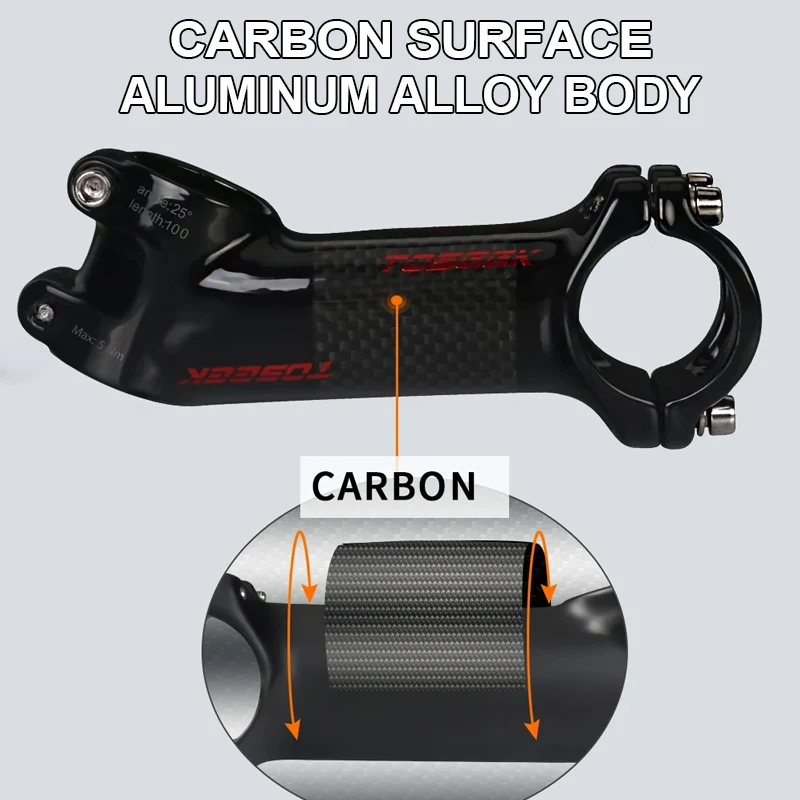 Toseek Stem MTB Carbon + Aluminum Mtb Handlebar Stem Bike Power 31 8mm Bicycle Handlebar Table 10 17 25 35 Degree Stem Bike Part