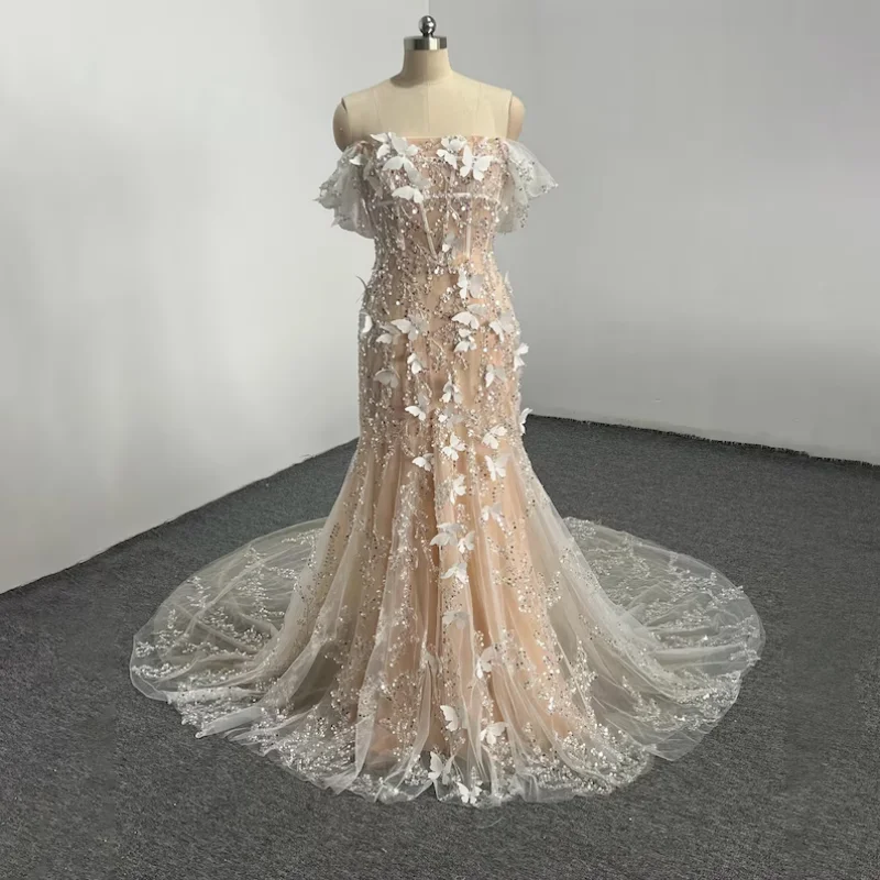 

Customized 2025 Latest Unique Sequin Butterfly Flower Wedding Dress Customized Wedding Dress Bridal Dress Formal Attire