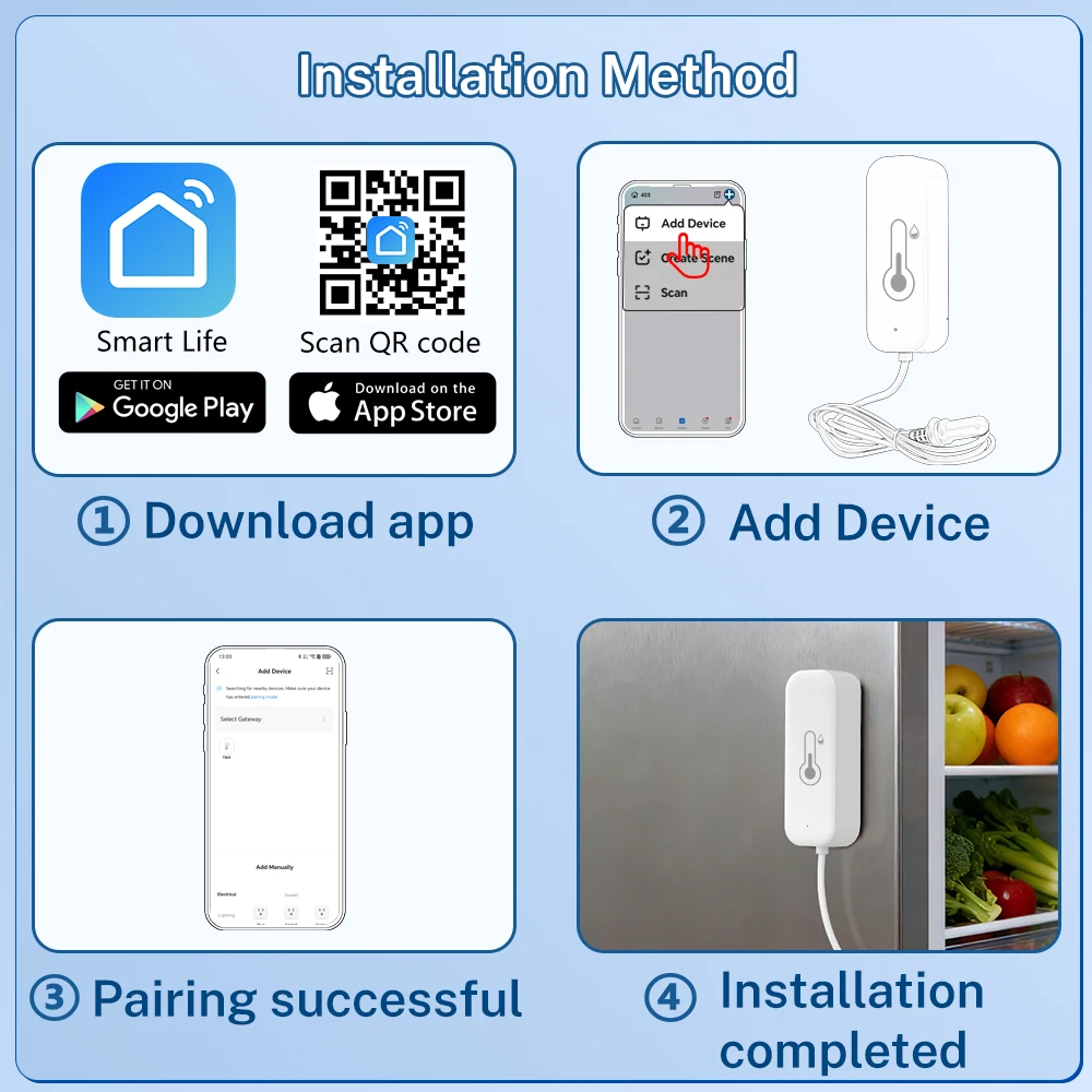 Tuya Zigbee WiFi Temperatur- und Feuchtigkeitssensor mit externer Sonde, Smart Home kompatibel mit Smart Life, Google Home, Alexa – Detail 8