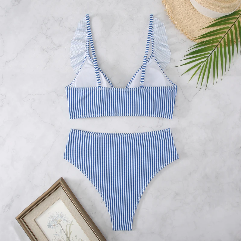 Sexy Bikini 2024 Swimsuit Women Solid Biquini Feminino Swimwear Striped Bikini Set Bathing Suit Women Bikinis Beachwear