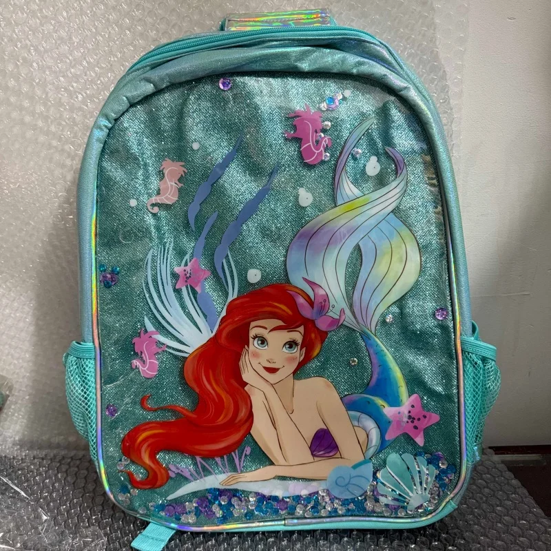

Backpack Mermaid Princess Light Blue Iridescent Adjustable Straps Durable For School Daily Travel Outdoor Casual Use