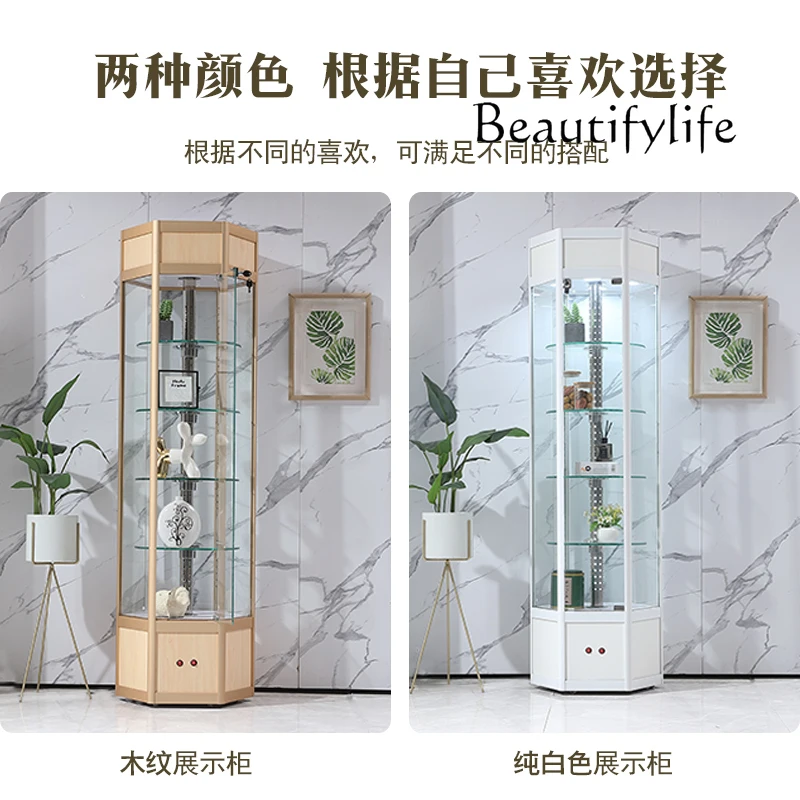 High-end rotating display cabinet, cosmetics beauty salon glass display cabinet, precious metal product display cabinet