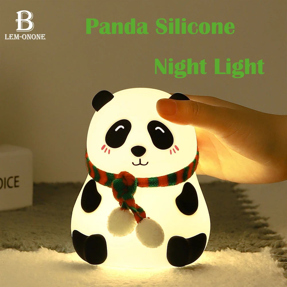 Cute Panda Silicone NightLight Patting Light Color Changeable Bedroom Decor Atmosphere Lamp for Children Birthday Holiday Gift