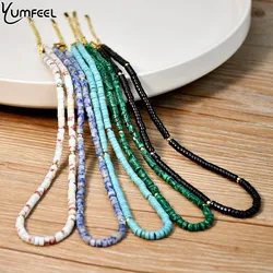 Yumfeel Natural Stone Necklace 316L Stainless Steel W/Black Agate Malachite Amazonite Beaded Chokers Women Fashion Jewelry Gift