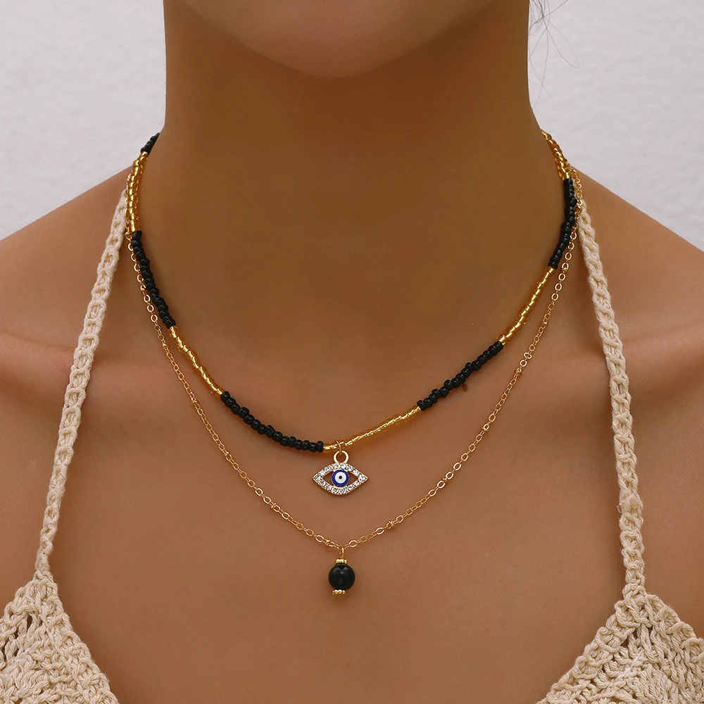 Bohemian Multilayer Handmade Beads Chain Fashion Necklaces Sheet Elephant Pendant Jewelry For Women Valentine\'s Gift X0210