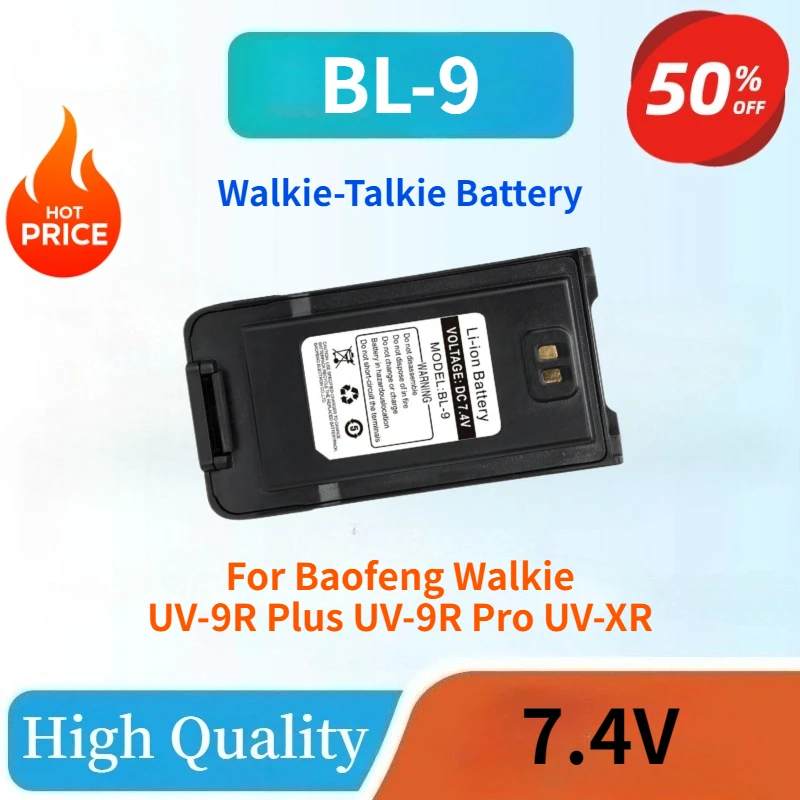 

High Quality BL-9 7.4V Li-ion Battery With Type-C Charge For Baofeng Walkie UV-9R Plus UV-9R Pro UV-XR IP68 Waterproof