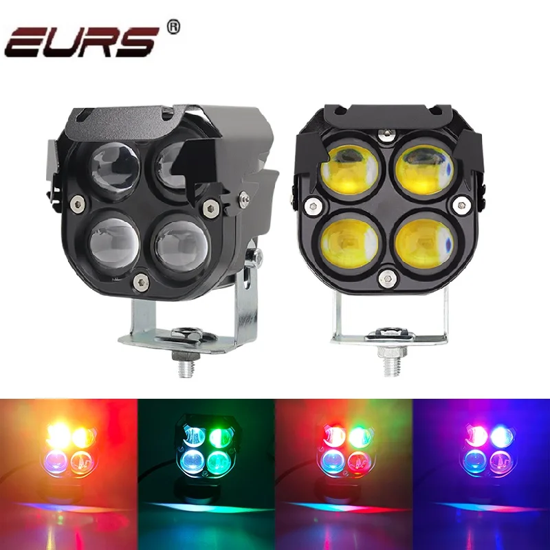 

2PCS 3 Inch 4 RGB Led Work Spotlights Pod Lights Headlights for Motorcycles Flood Led Bar Fog Lights for Car Truck 4x4 Off Road