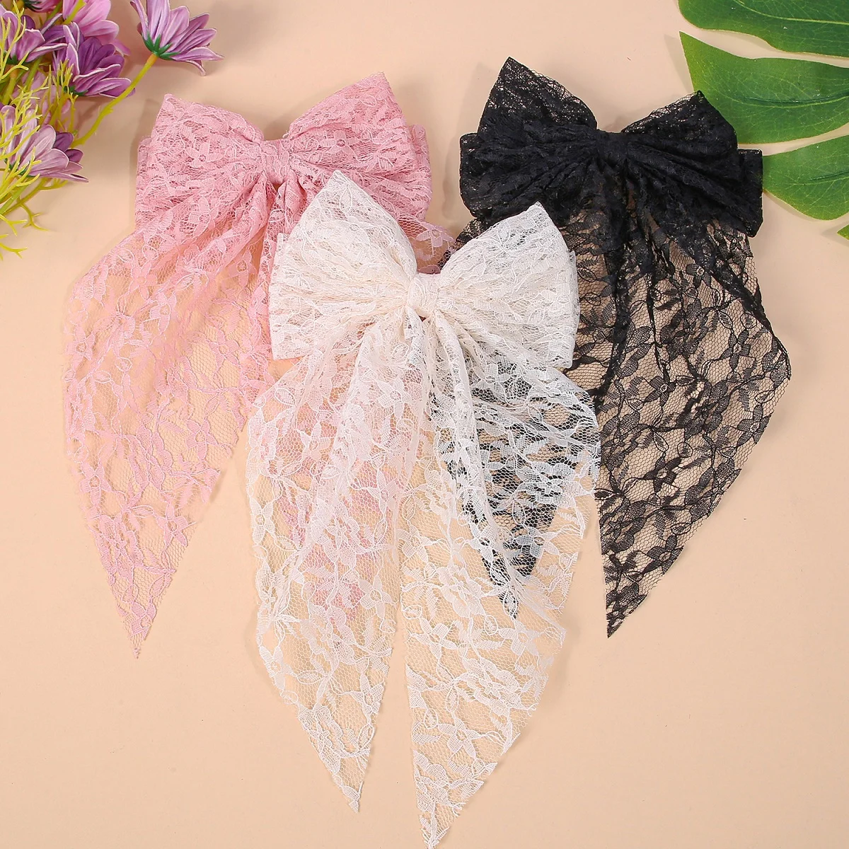 3 قطعة مقاطع الشعر الدانتيل النساء الحلو مقاطع الشعر الكبيرة للفتيات ذيل حصان حامل دبابيس الشعر المشابك إكسسوارات الشعر للفتيات #2