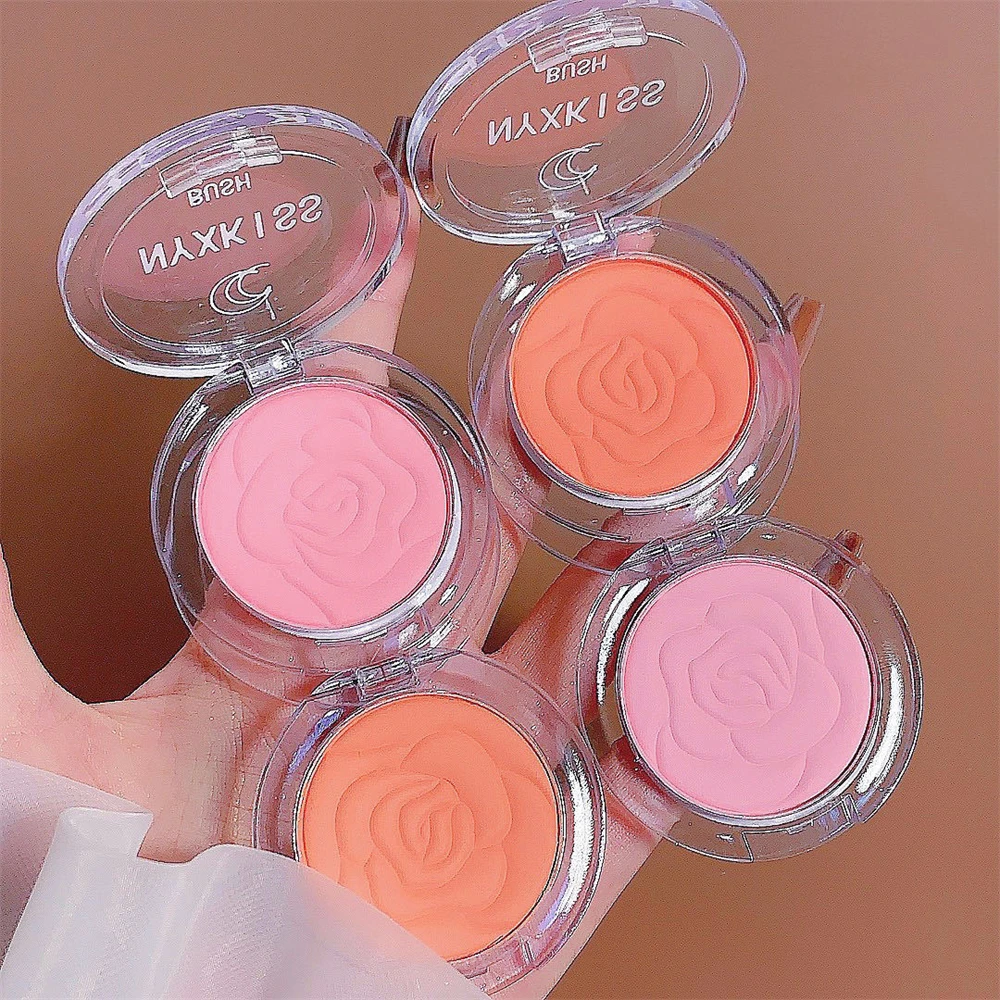 Face Blusher Fine Silky Powder Rose Blush Palette Female Makeup Cheek Rouge Natural Cheek Tint Blush 4 Color Cosmetics