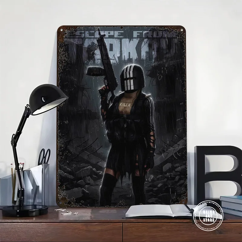 Escape From Tarkov Killa Fan Art 3D Printed Texture Poster Personalized Wall Art Retro Metal Tin Signs for Office Decoration